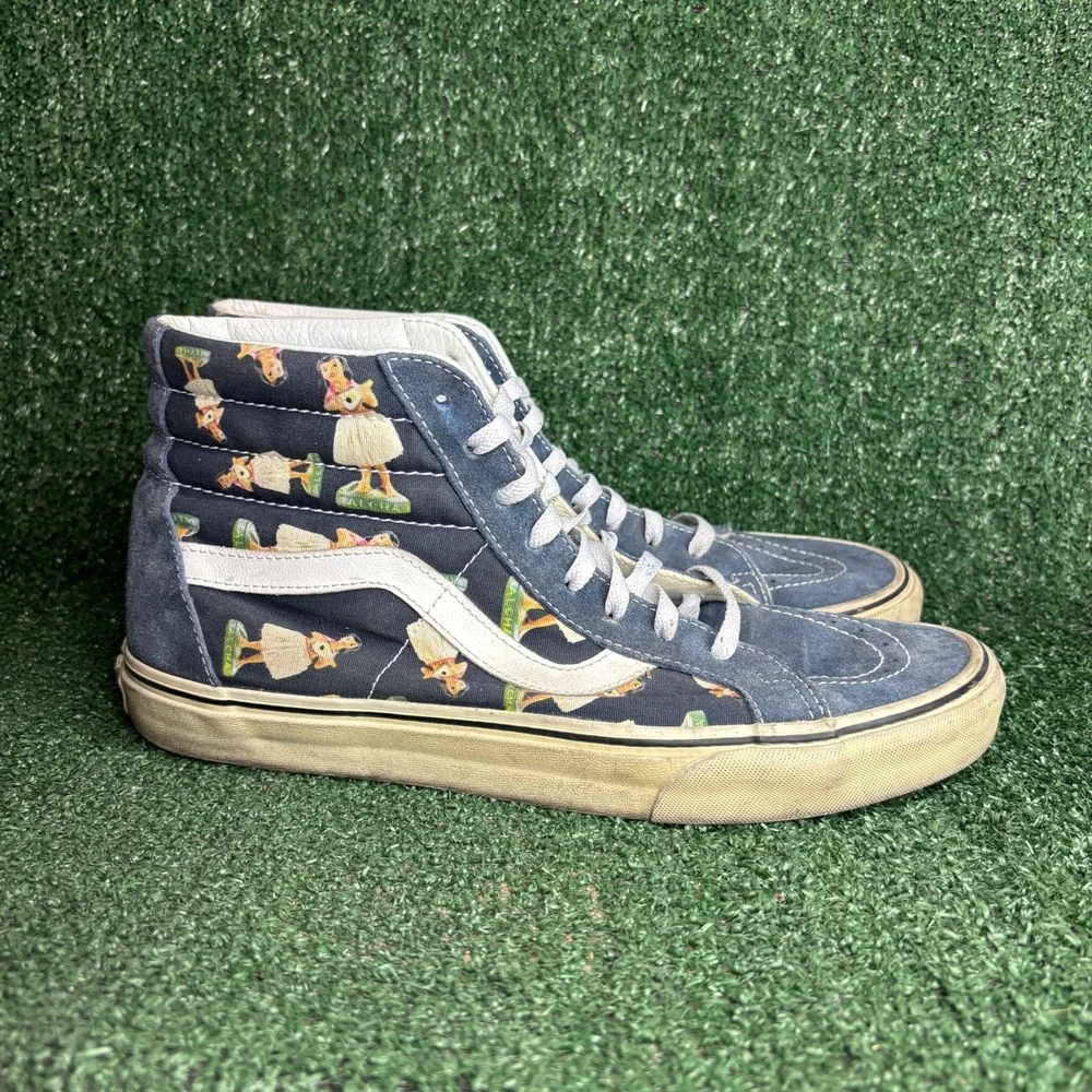 Vans Sk8-Hi Digi Hula Girl Hawaiian Canvas Suede High Top Sneaker Navy Men 11.0